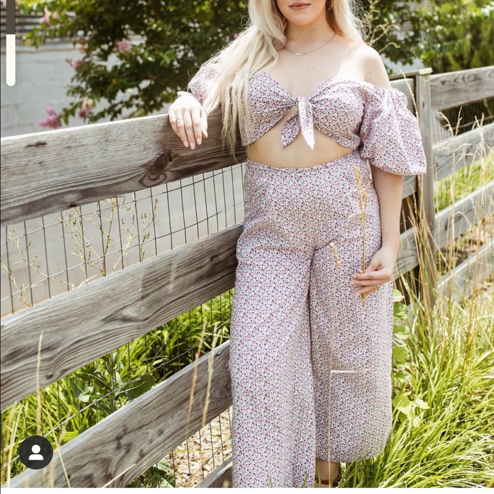 Two piece pink floral set